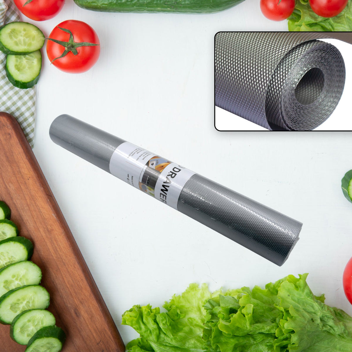 Anti-slip mat liner roll for kitchen, bathroom, and cabinets, keeps items in place. Main image