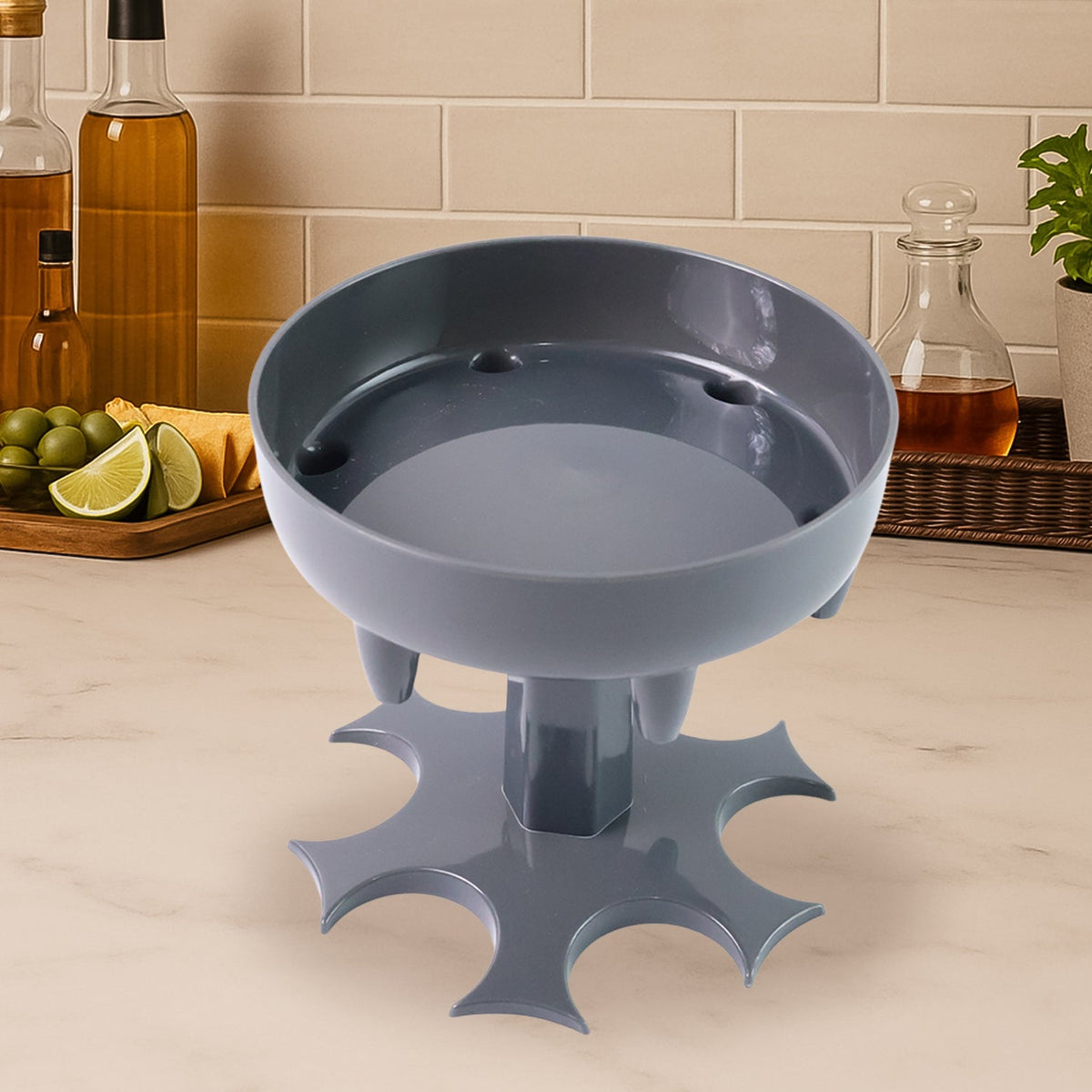 6-Port Drink Dispenser Stand pouring evenly into six shot glasses Main image
