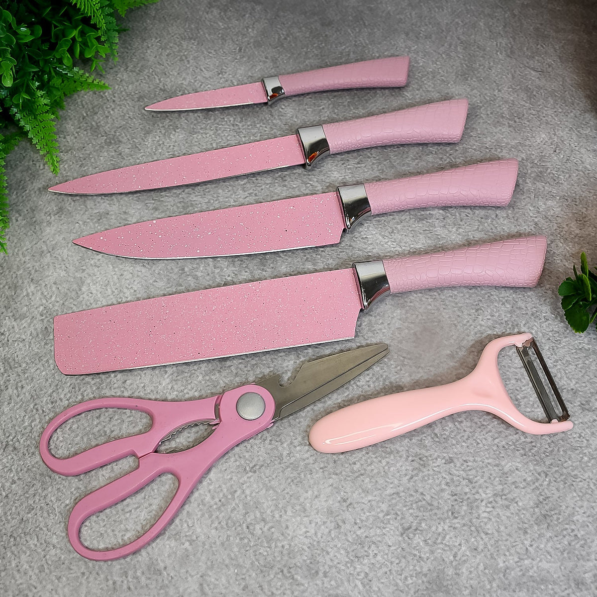Quickslice 6 Pcs Chef Knife Set with stainless steel blades and ceramic coating. Main image