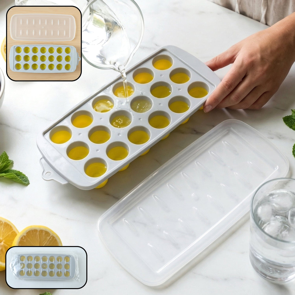 Round ball ice cube tray with lid for making spherical ice Main image