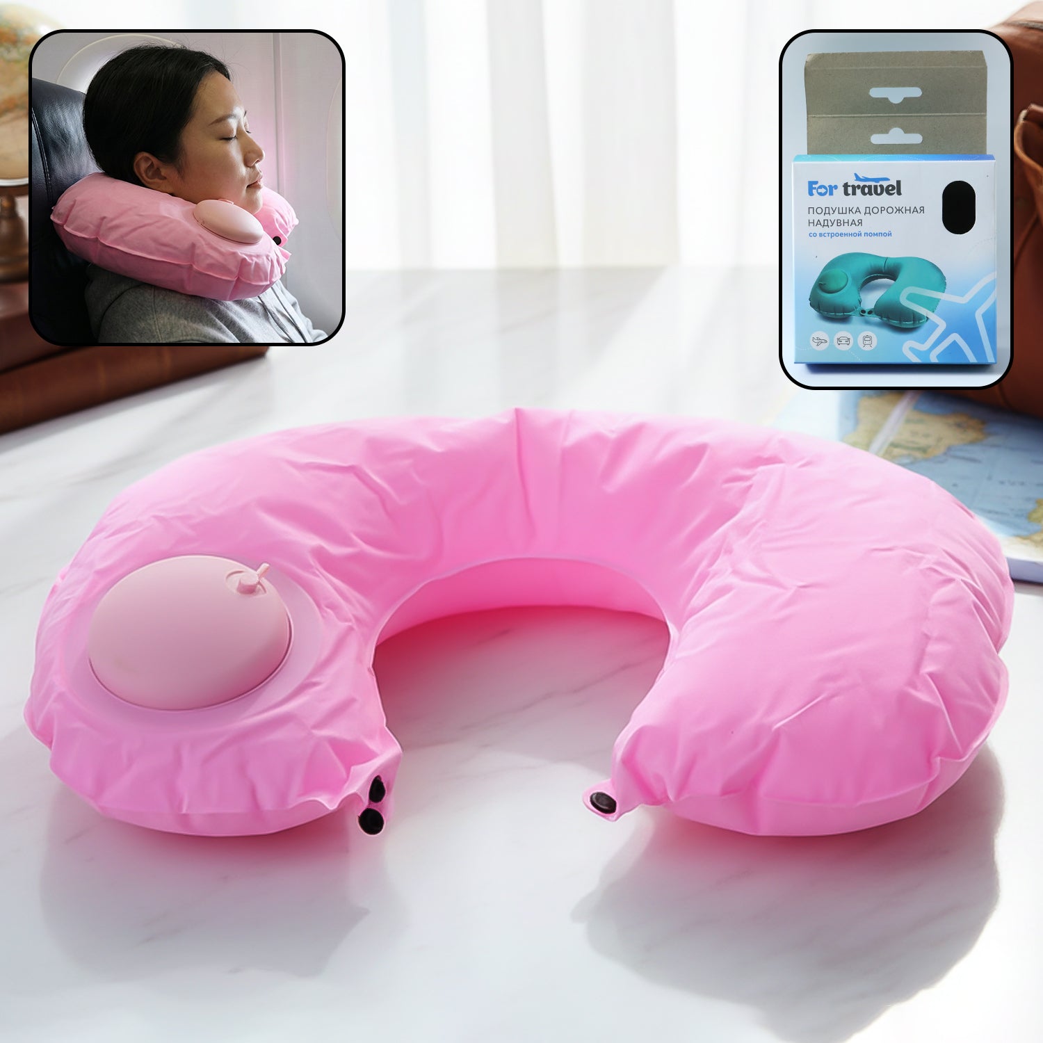Inflatable Travel Neck Pillow – Ergonomic Adjustable Comfort Secondary image