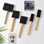 Set of 5 sponge paint brushes with durable wooden handles for versatile painting