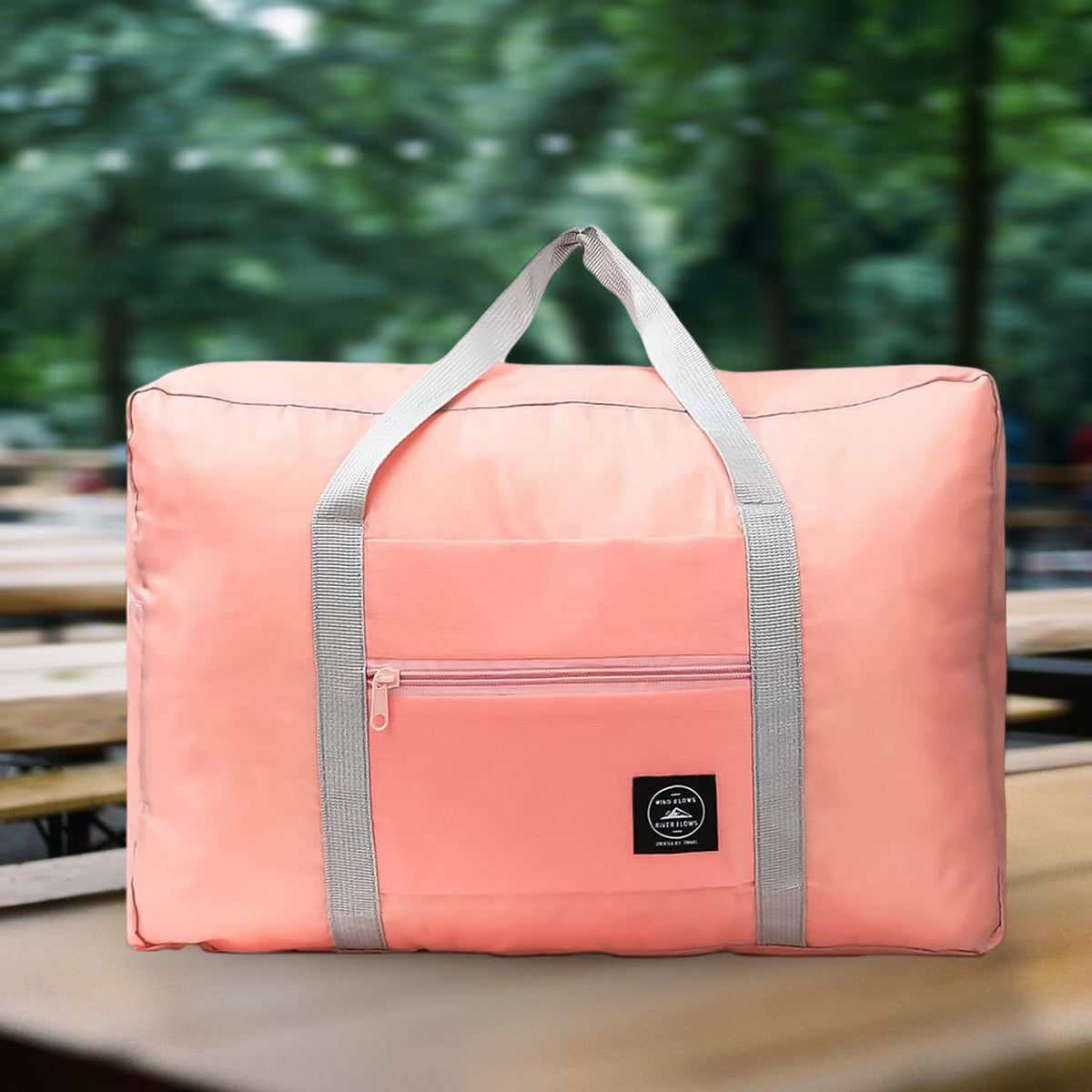 Large Foldable Travel Bag in blue, unfolded and ready for packing. Main image