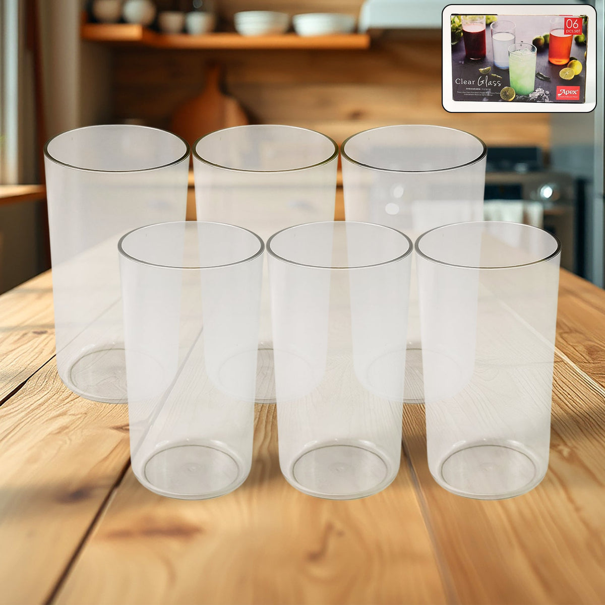 Clear plastic tumbler set showing elegant glass-look design Main image