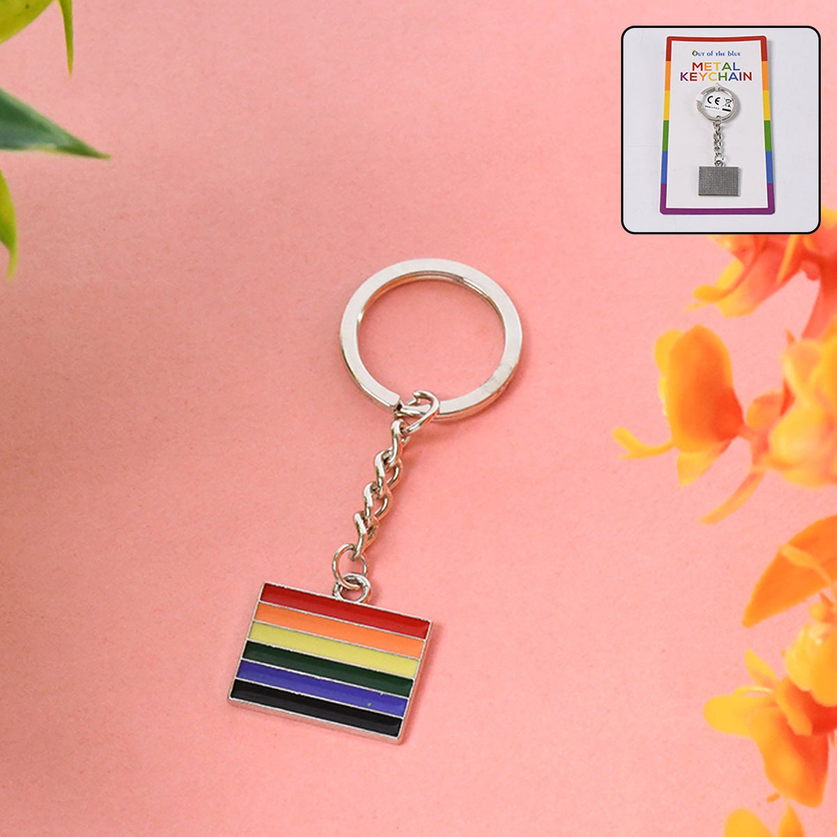 Rainbow metal keyring showcasing vibrant design and durable metal Main image