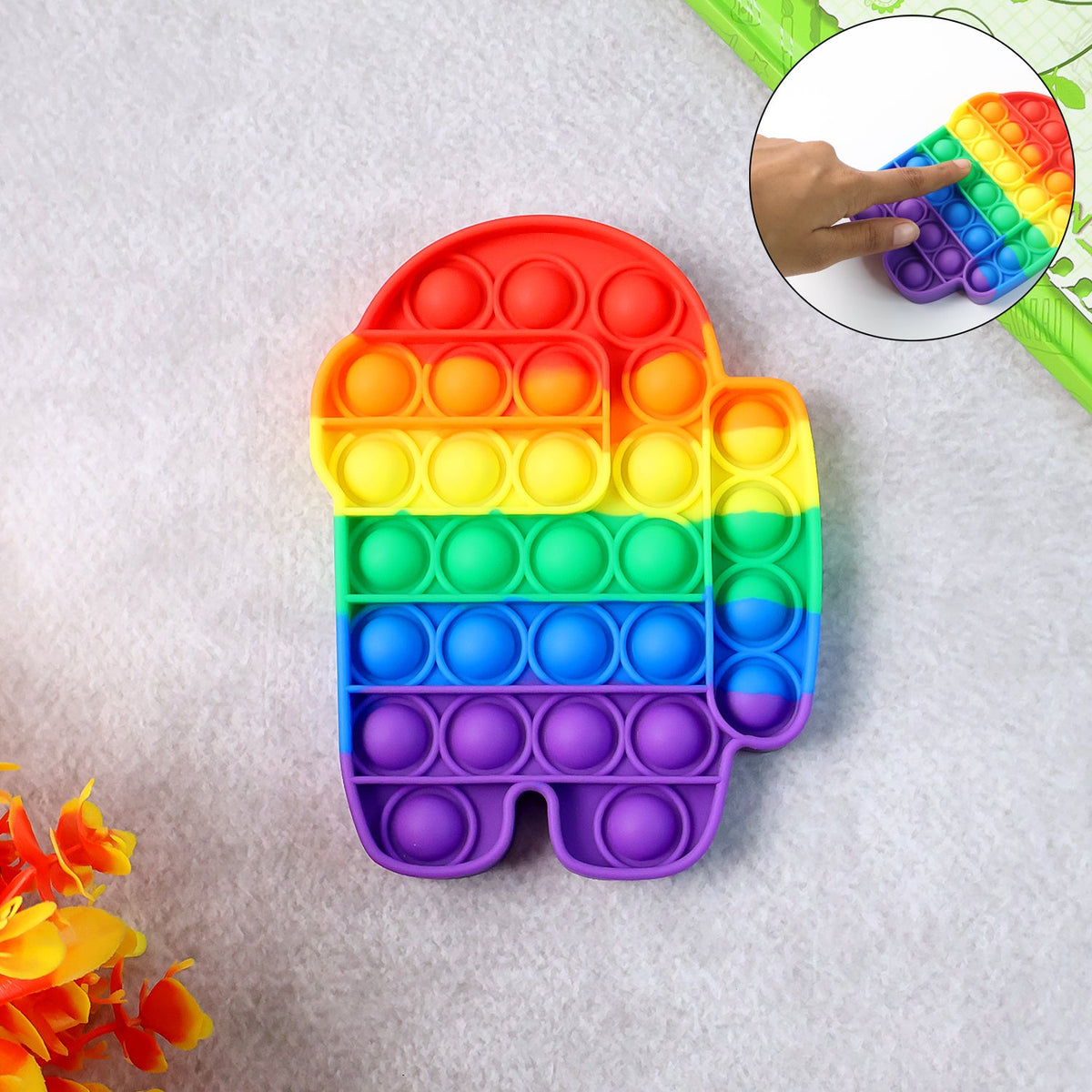 Astronaut-themed silicone Pop It fidget toy for stress relief and focus Main image