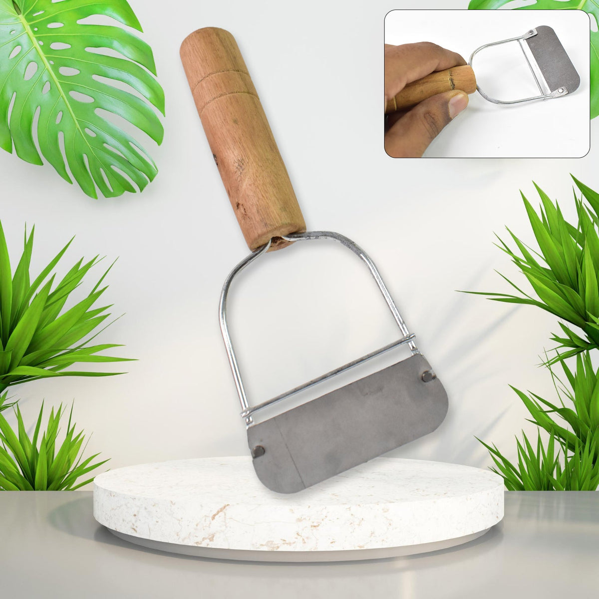 Wooden handle vegetable peeler with stainless steel blade for easy peeling Main image