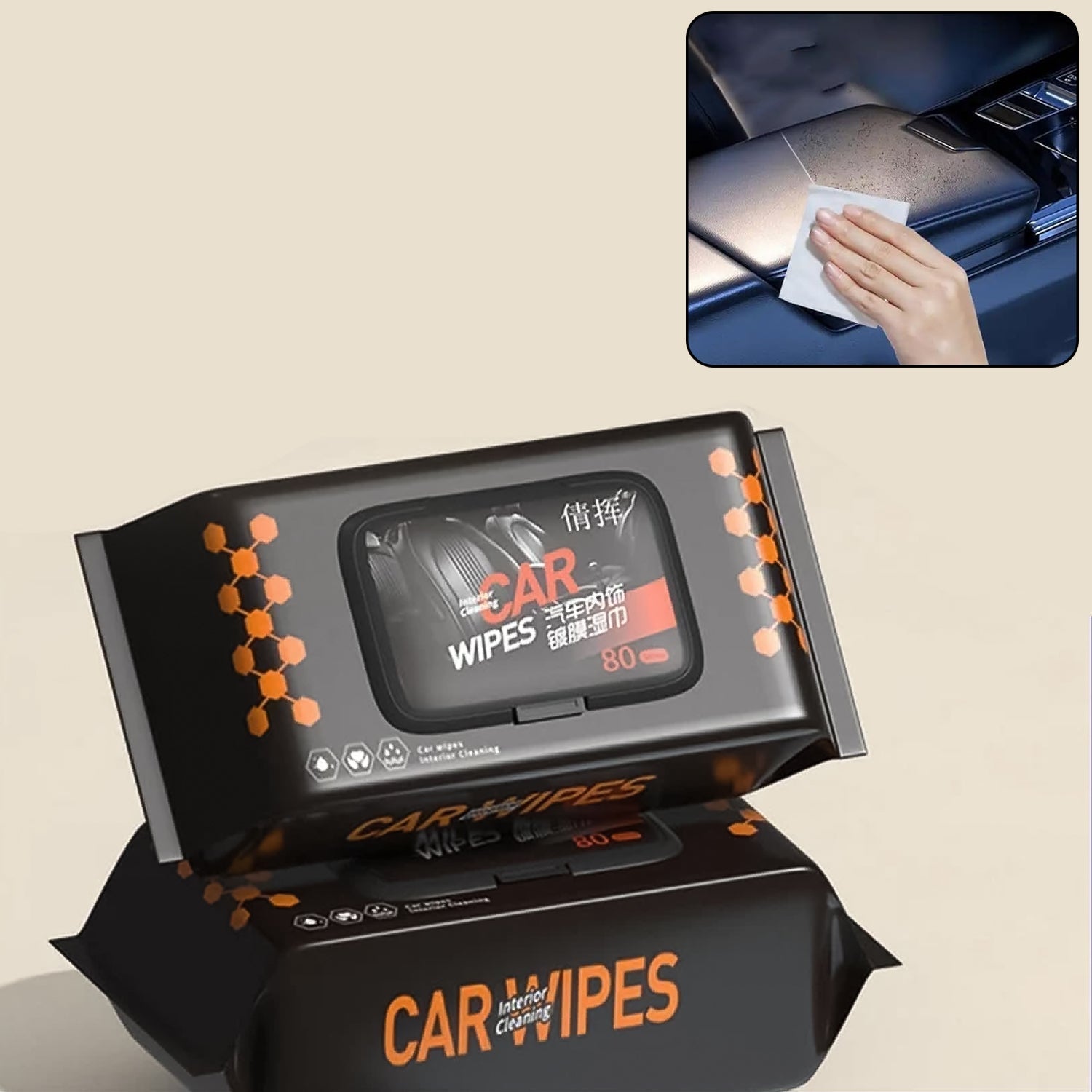 Car Cleaning Wipes – Dashboard & Interior Polish (80 Pcs) | Velvet Wheels Secondary image