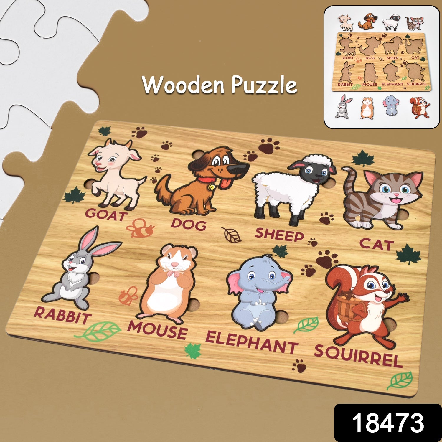 Wooden Animal Puzzle – Educational Learning Board | Inventive Play Secondary image