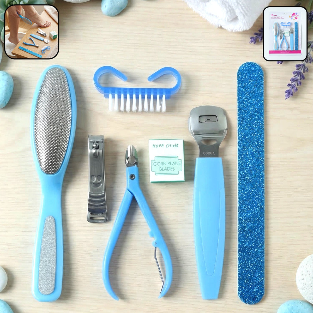 Complete 7 in 1 pedicure and manicure tool kit with nail clippers and foot file Main image