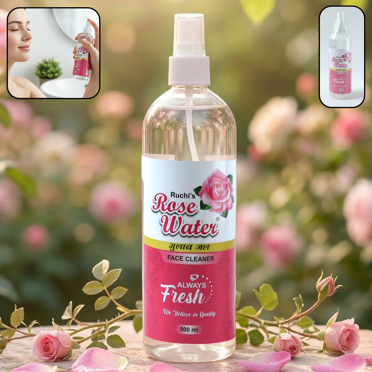 Refreshing rose water face mist for daily skincare Main image