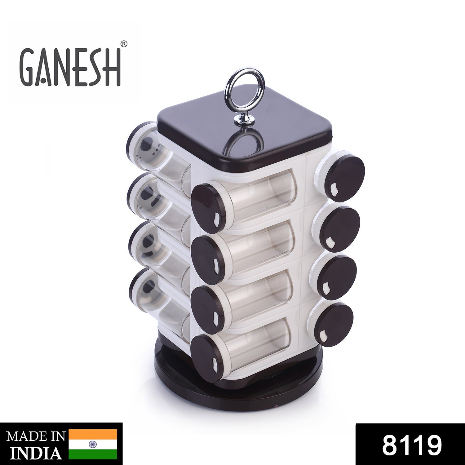 Revolving Spice Rack – 16 PC Plastic Jars, 100ml Each | Ganesh Secondary image
