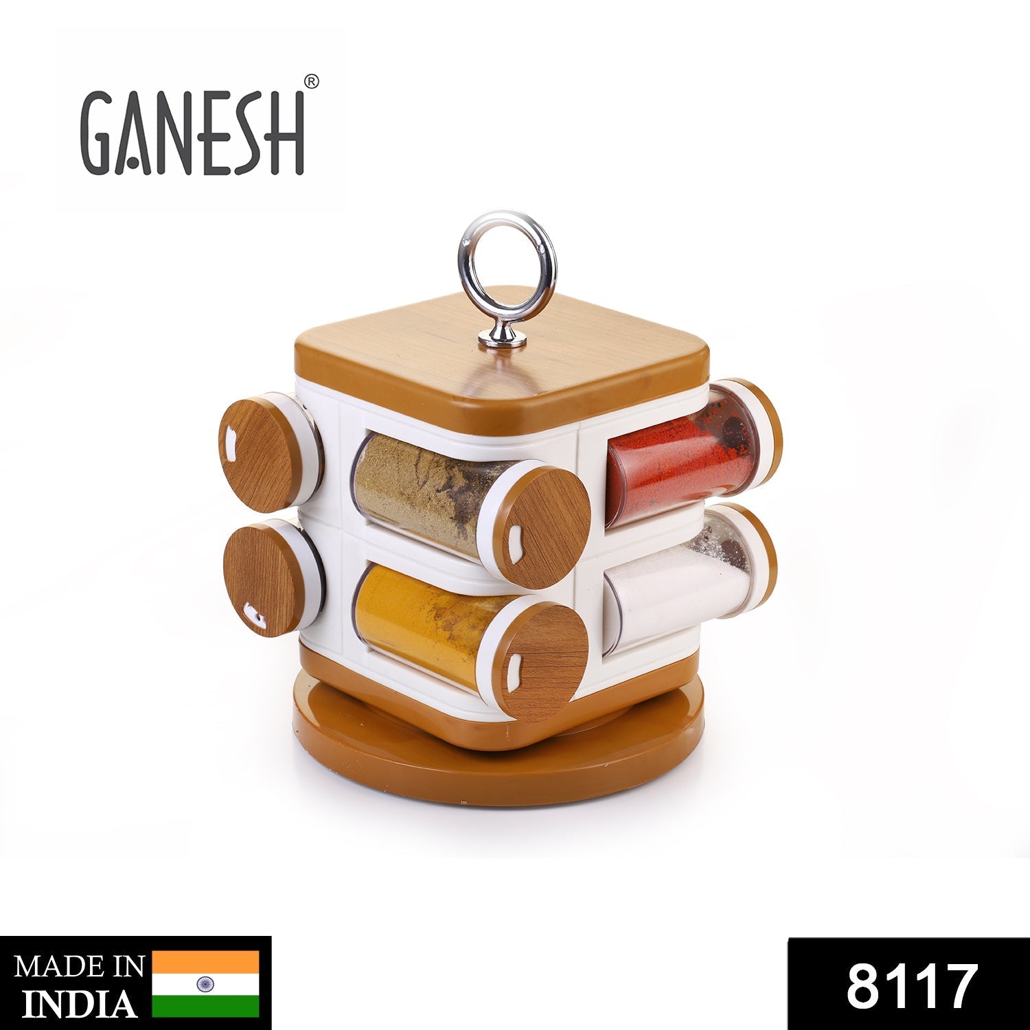 Plastic Spice Rack – 8-Jar Revolving Organizer | Ganesh Storewell Secondary image