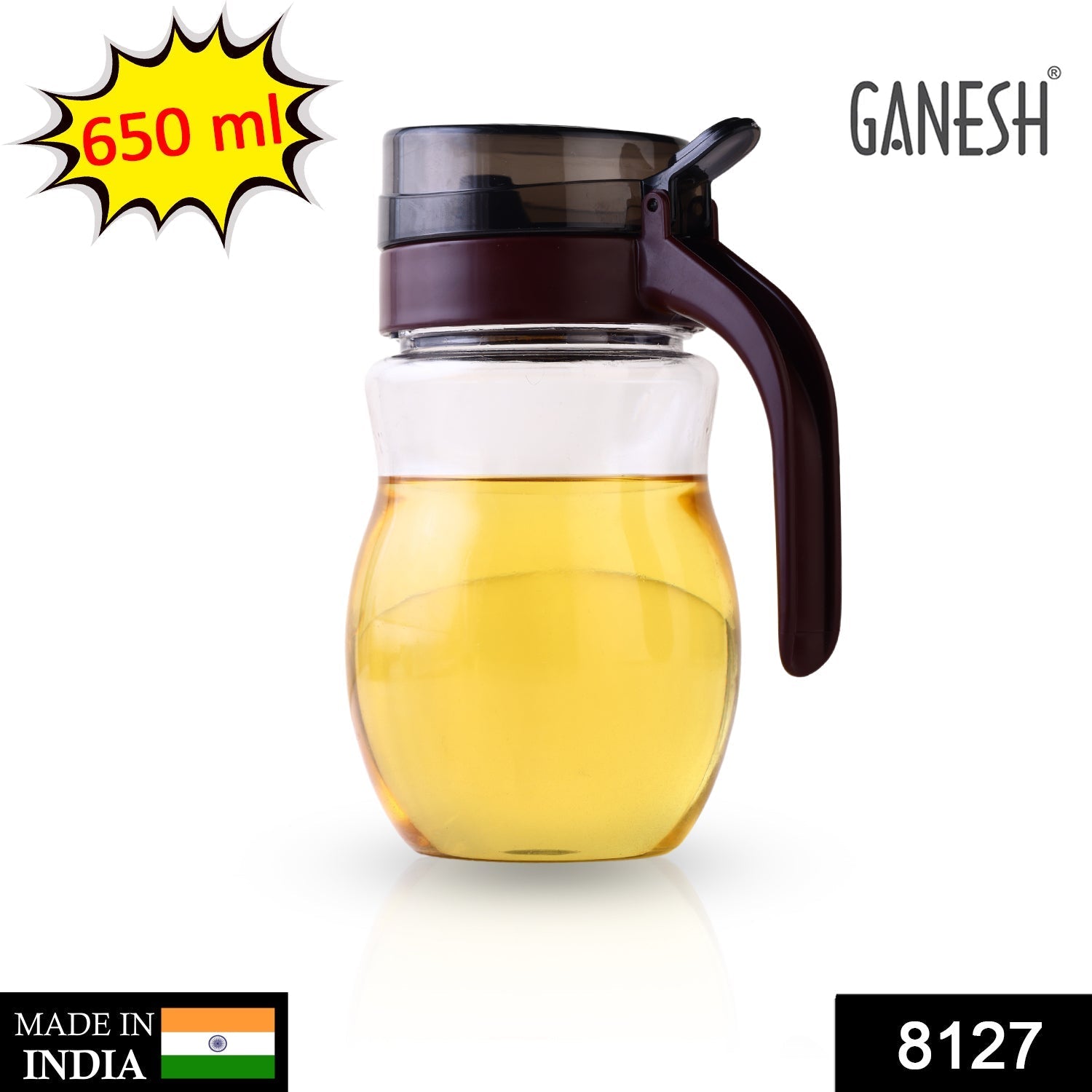 Plastic Oil Dispenser 650ml – Anti-Drip Small Nozzle | Ganesh Secondary image