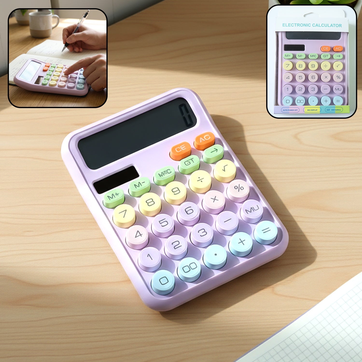 Desktop Calculator – Large Display & Soft Multicolor Keys Secondary image