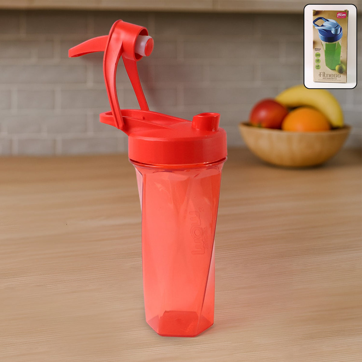Manual stirring fitness shaker bottle with hand crank, 800 ML capacity Main image