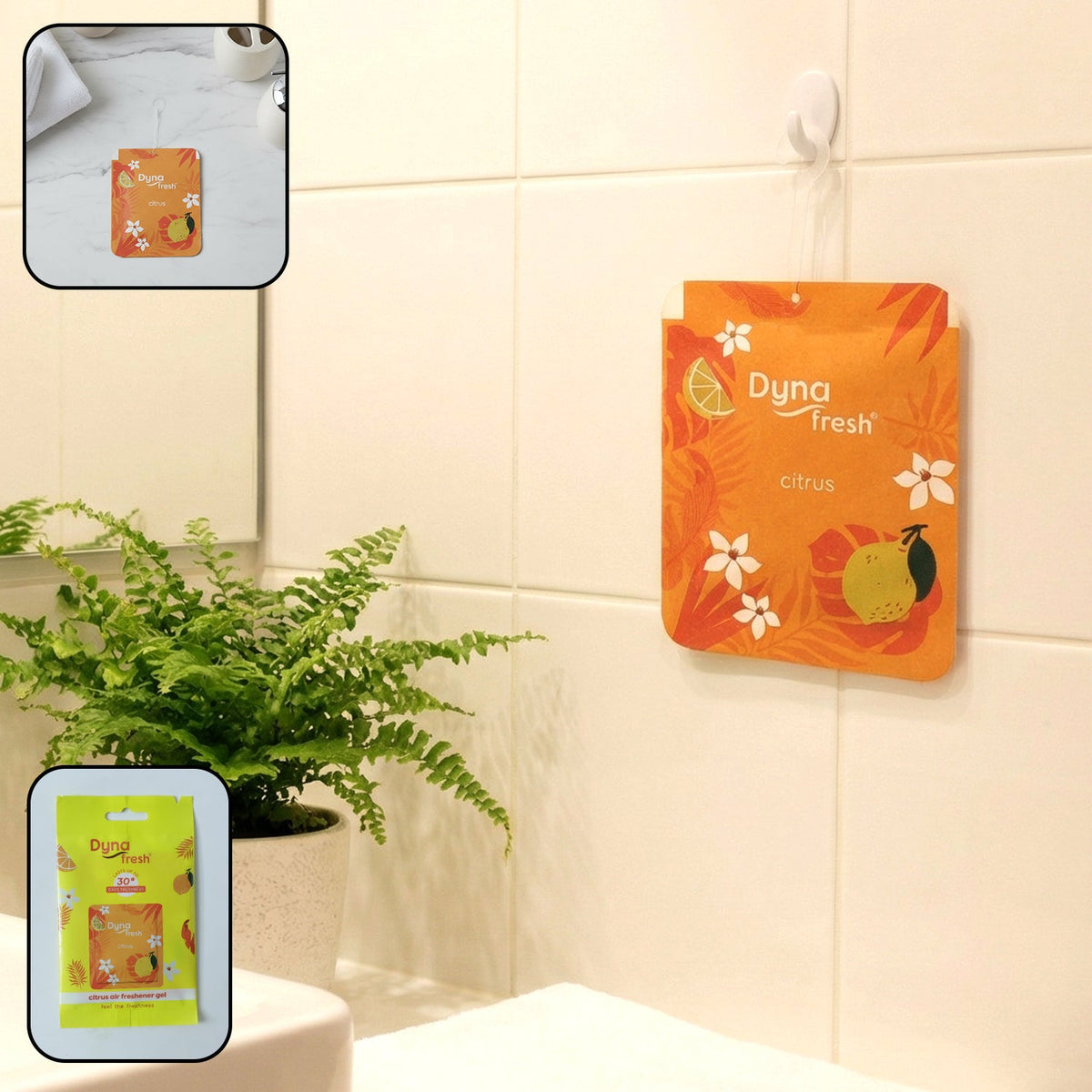 Citrus hanging air freshener gel in a compact design with lemon scent Main image