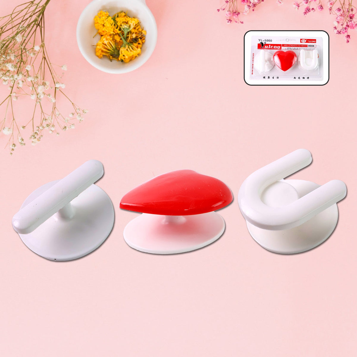 Adhesive wall hook set with strong grip for kitchen and bathroom organization Main image