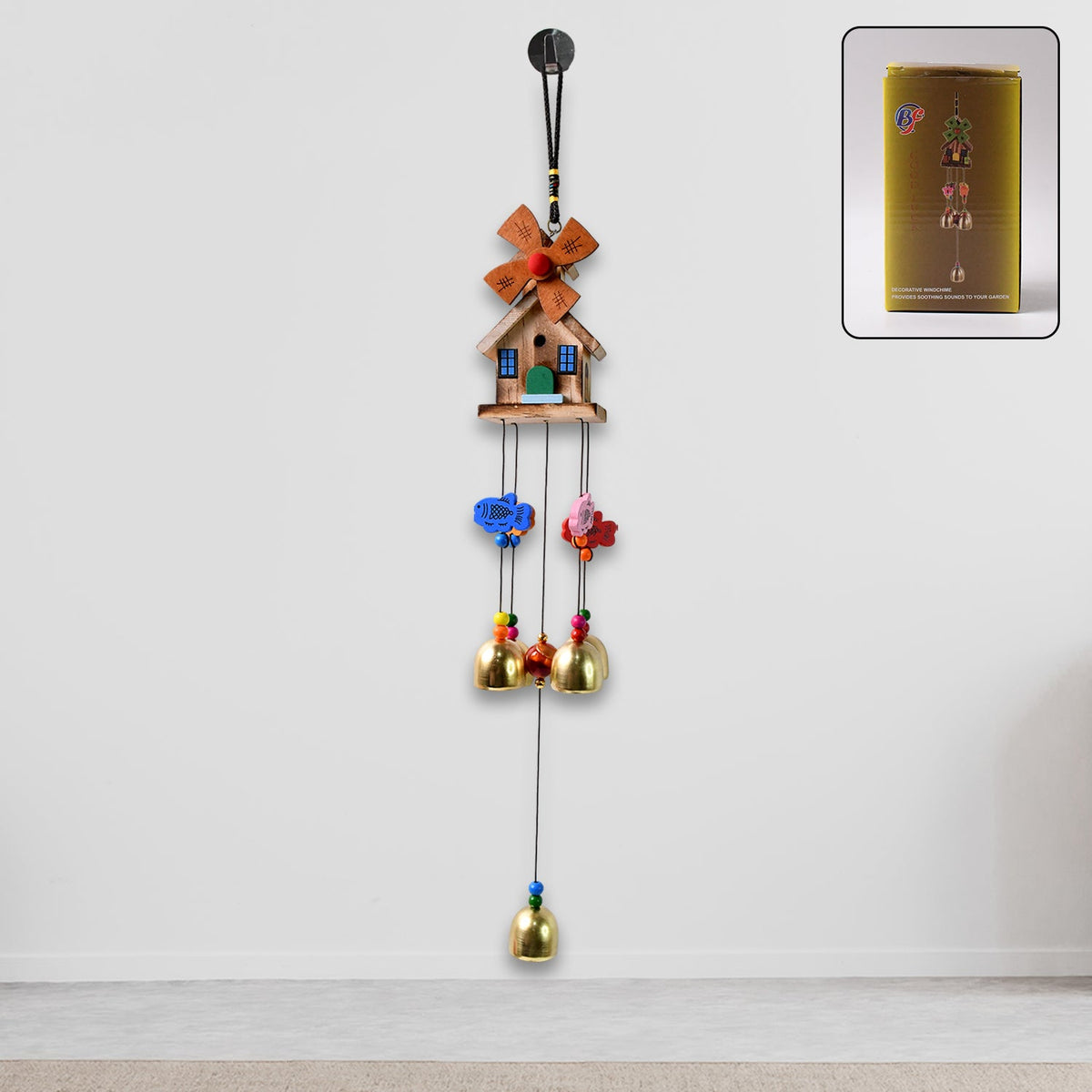Dragonfly outdoor wind chime hanging in garden with aluminium tubes Main image