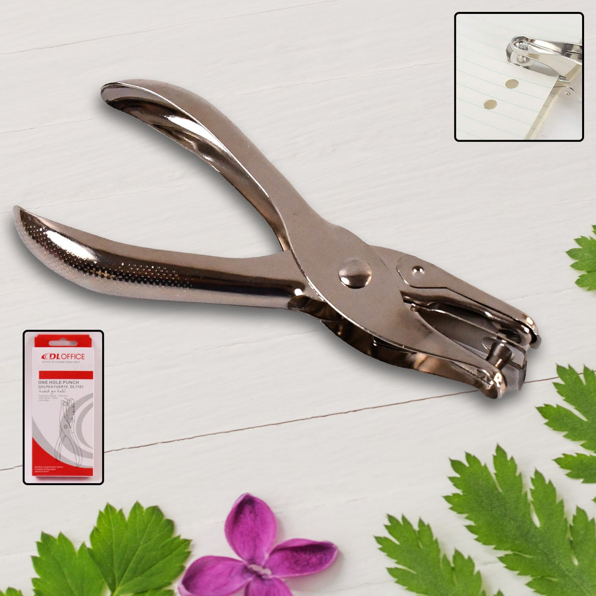 Durable metal single hole puncher for office and craft use. Main image
