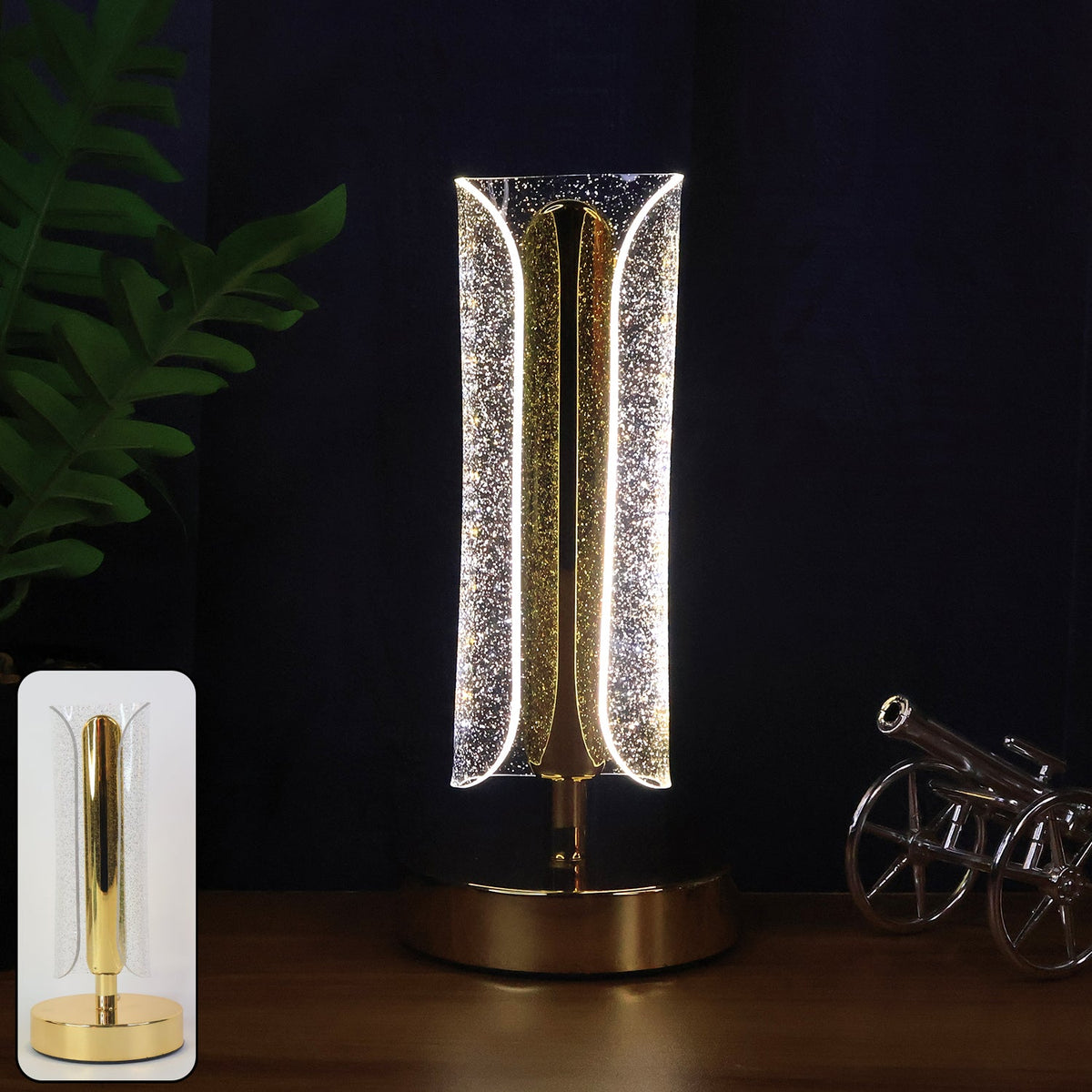 Crystal table lamp with golden LED decorative light Main image