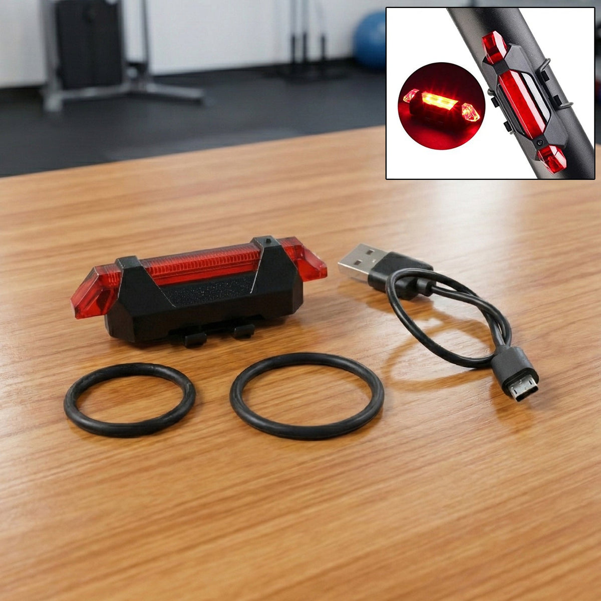 USB rechargeable bicycle LED tail light mounted on bike rear for safety Main image