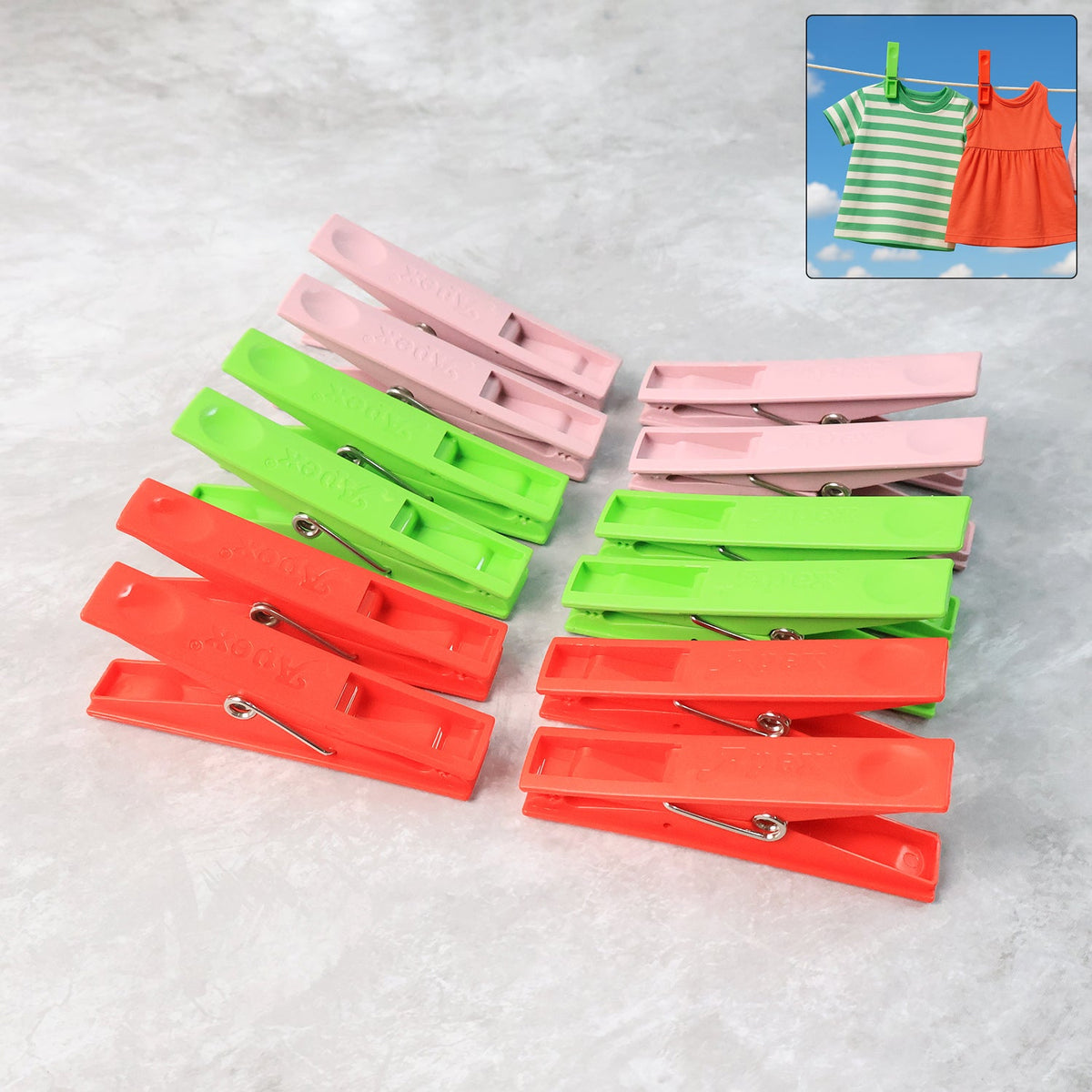 Set of 12 durable plastic cloth clips with strong grip Main image