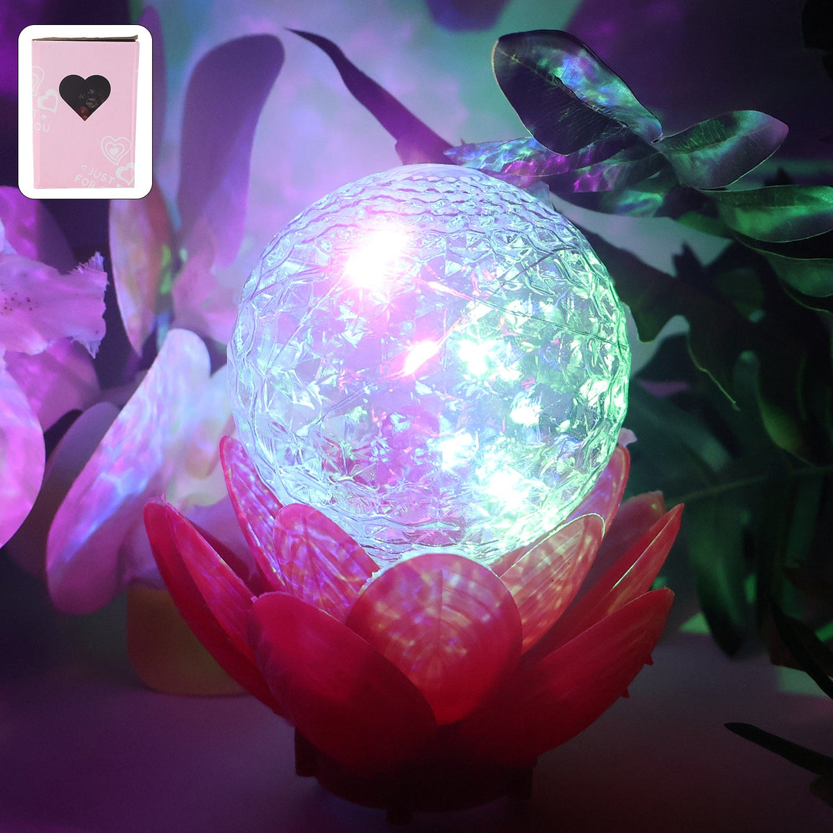 Crystal Ball Lotus LED Decorative Light with rotating color changing crystal ball Main image