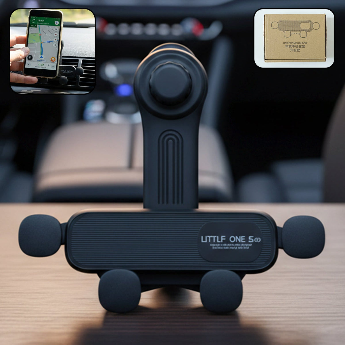 Universal Car Air Vent Phone Holder mounted on car vent showing 360 degree rotation feature Main image