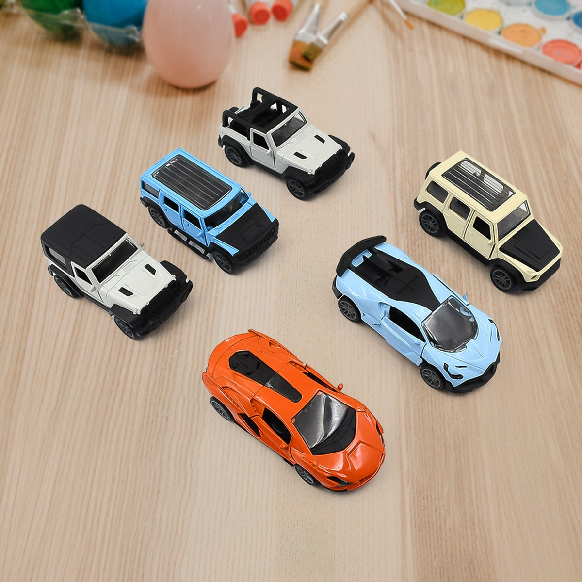 Vibrant pull back car toy in assorted colors on a clean white background. Main image
