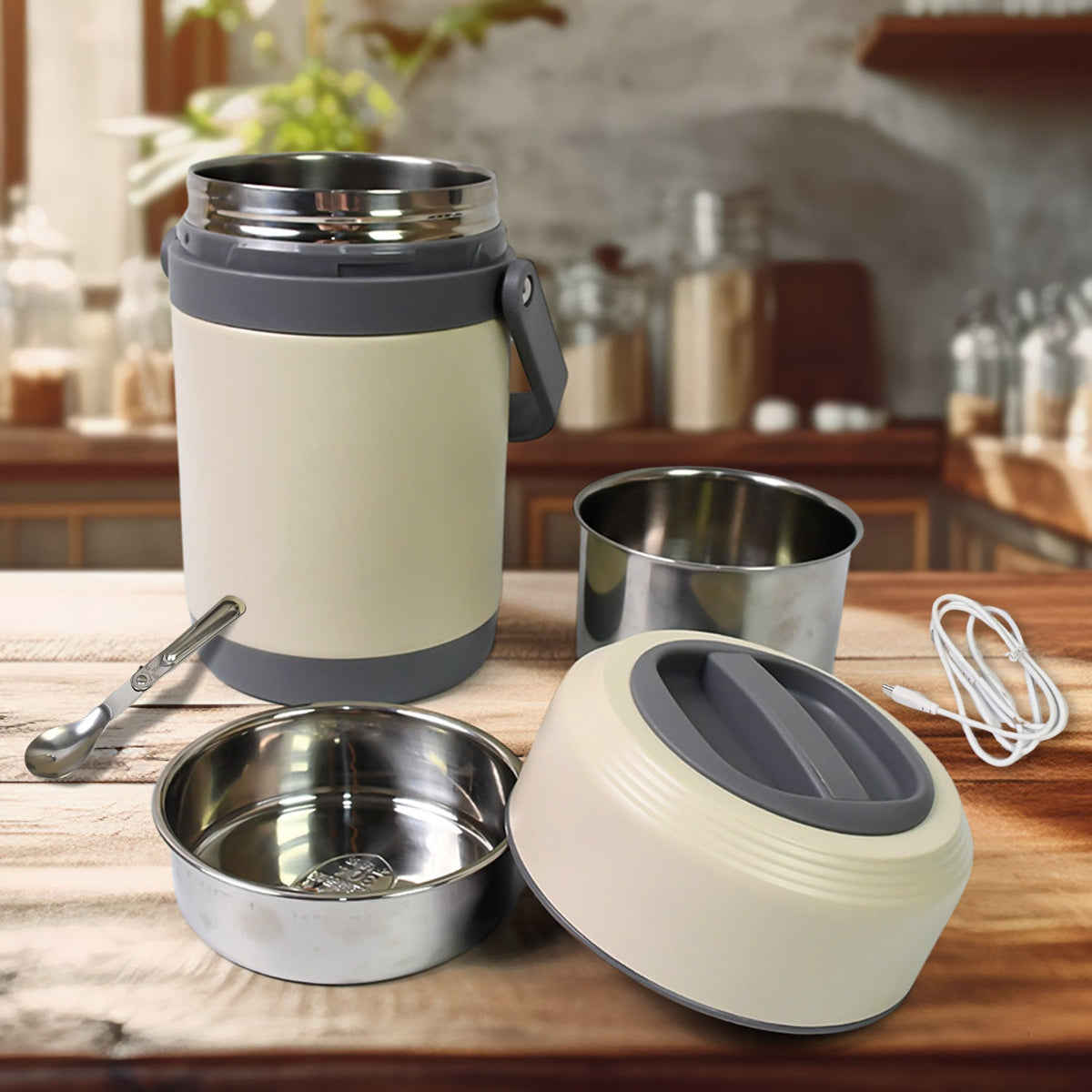 2L Electric Heated Lunch Box with sleek stainless steel interior. Main image