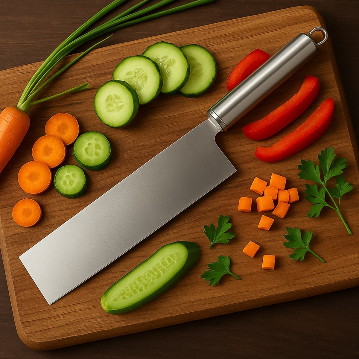 Ultra-sharp stainless steel vegetable cleaver knife with ergonomic handle Main image