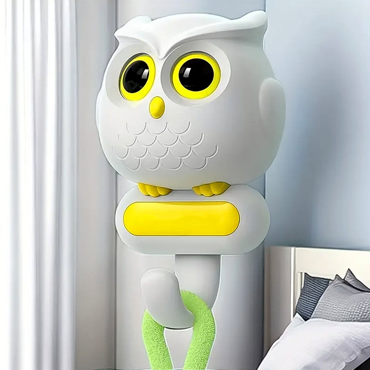 Cute bird-shaped self adhesive wall hook in white, ready for installation. Main image