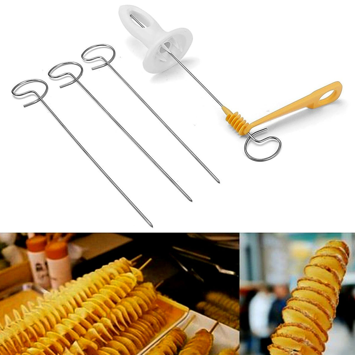 Potato Spiral Cutter with 4 spits for making tornado chips. Main image