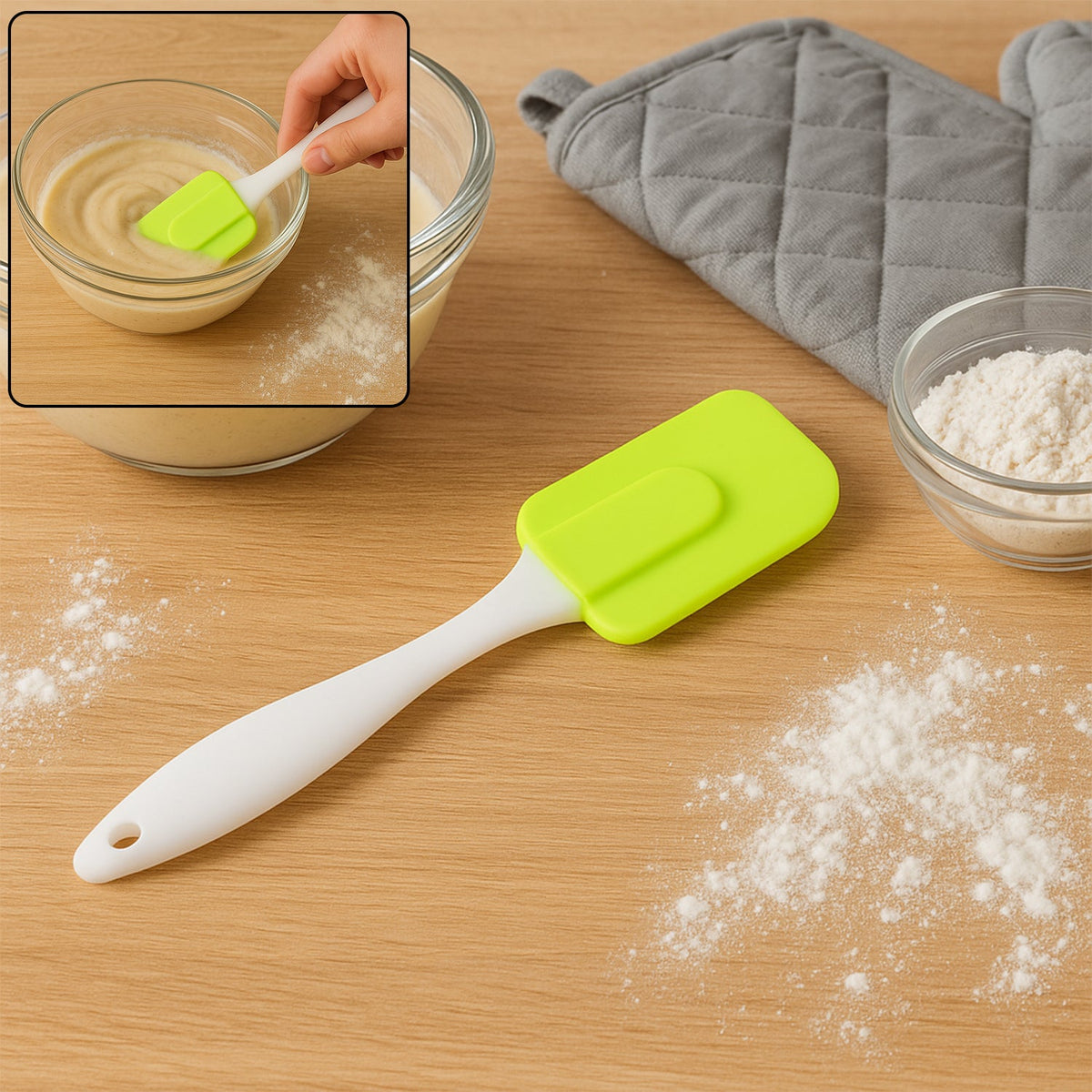 Silicone cooking spatula with heat resistant silicone head for baking and cooking Main image