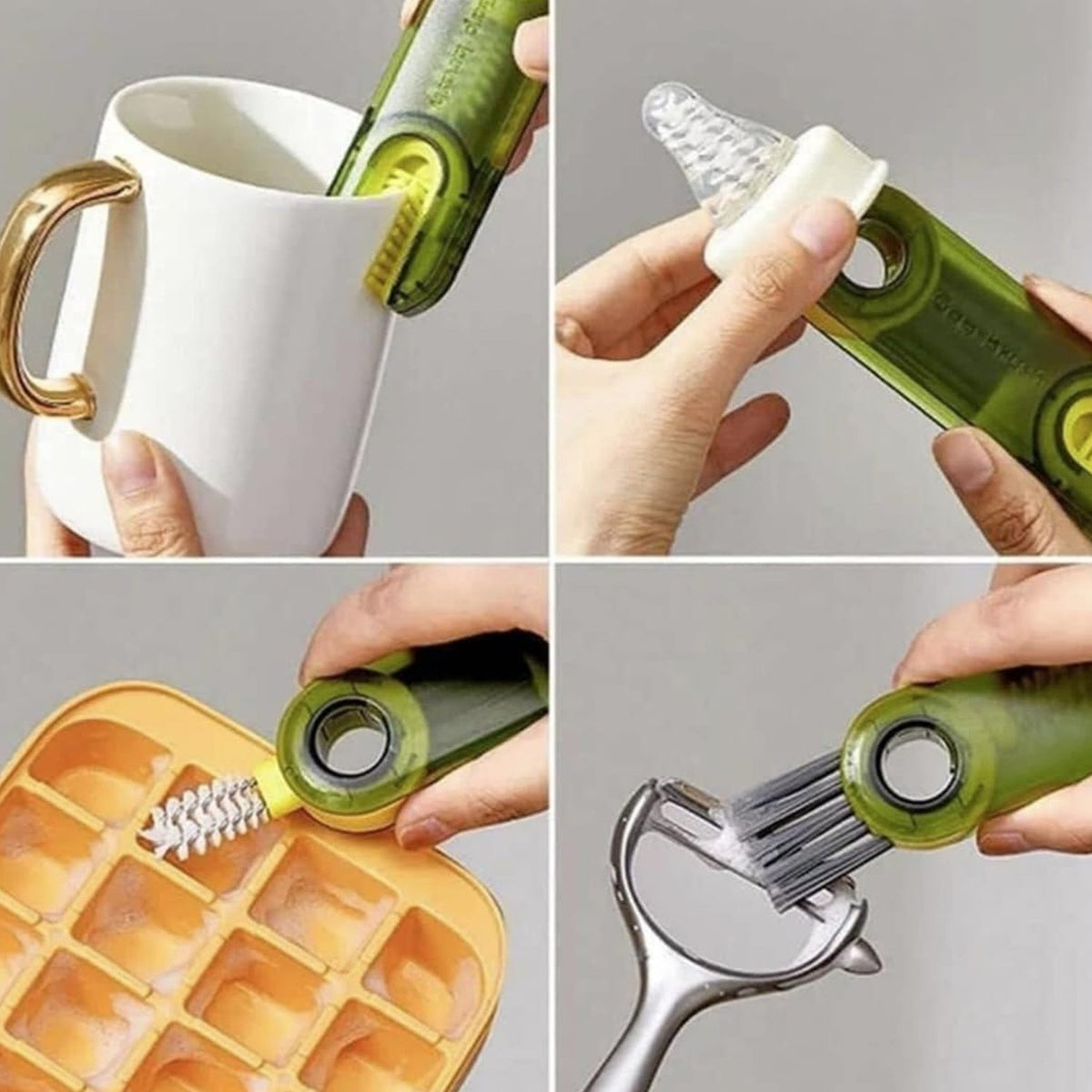 A versatile 3-in-1 bottle cleaning brush in a vibrant color, ready for use. Main image