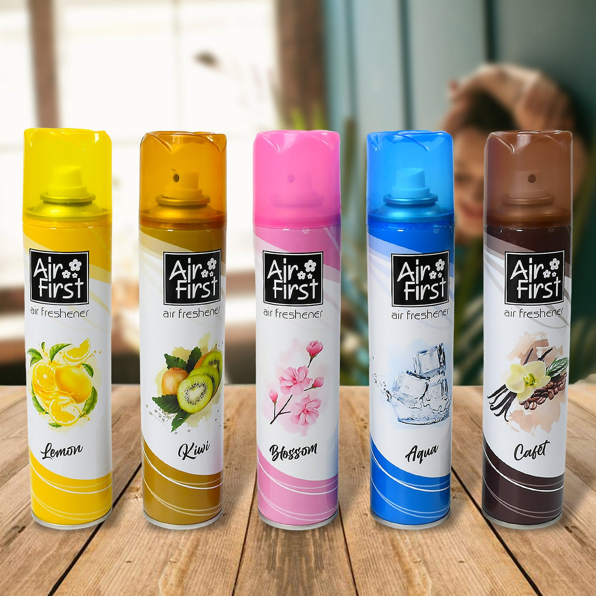 Front view of Air Freshener Spray, 300ml bottle with mixed fragrance. Main image
