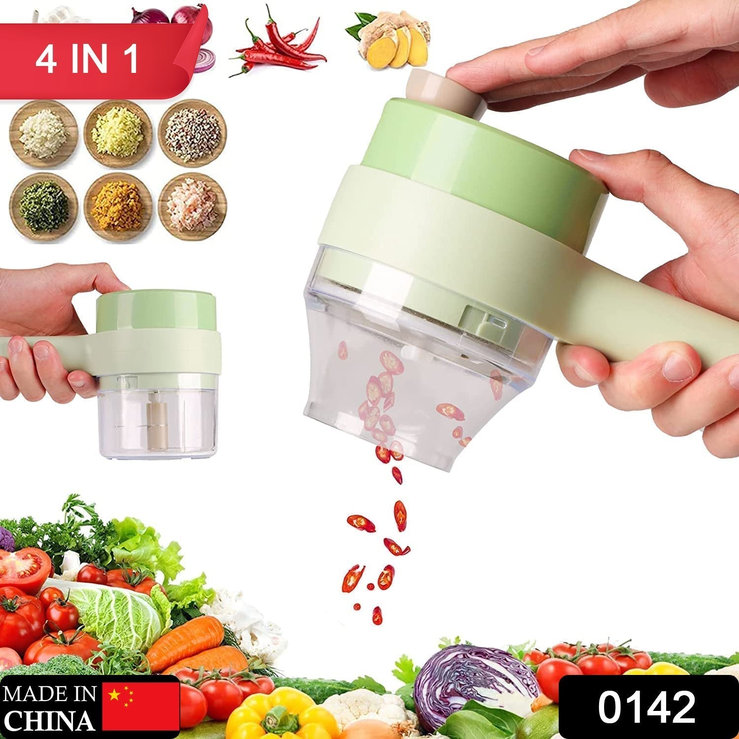 Electric Vegetable Cutter – 4-in-1 Handheld Slicer | Indo Glow Secondary image