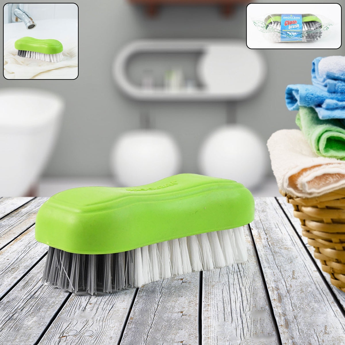 Cloth washing brush with ergonomic plastic handle and firm bristles Main image
