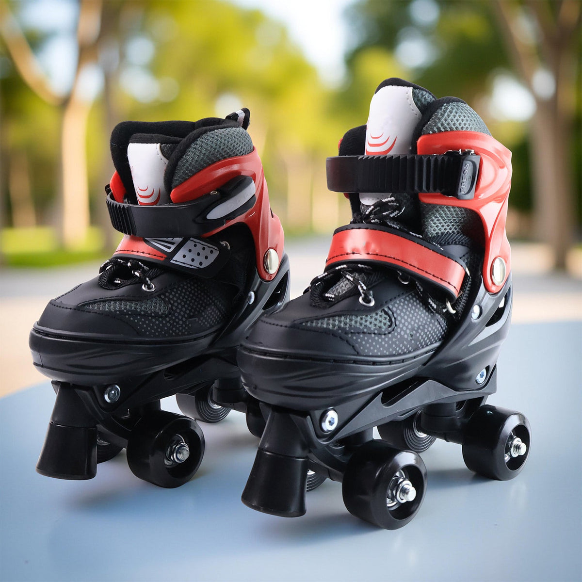 Adjustable quad roller skates with PU wheels and safety buckle for kids Main image