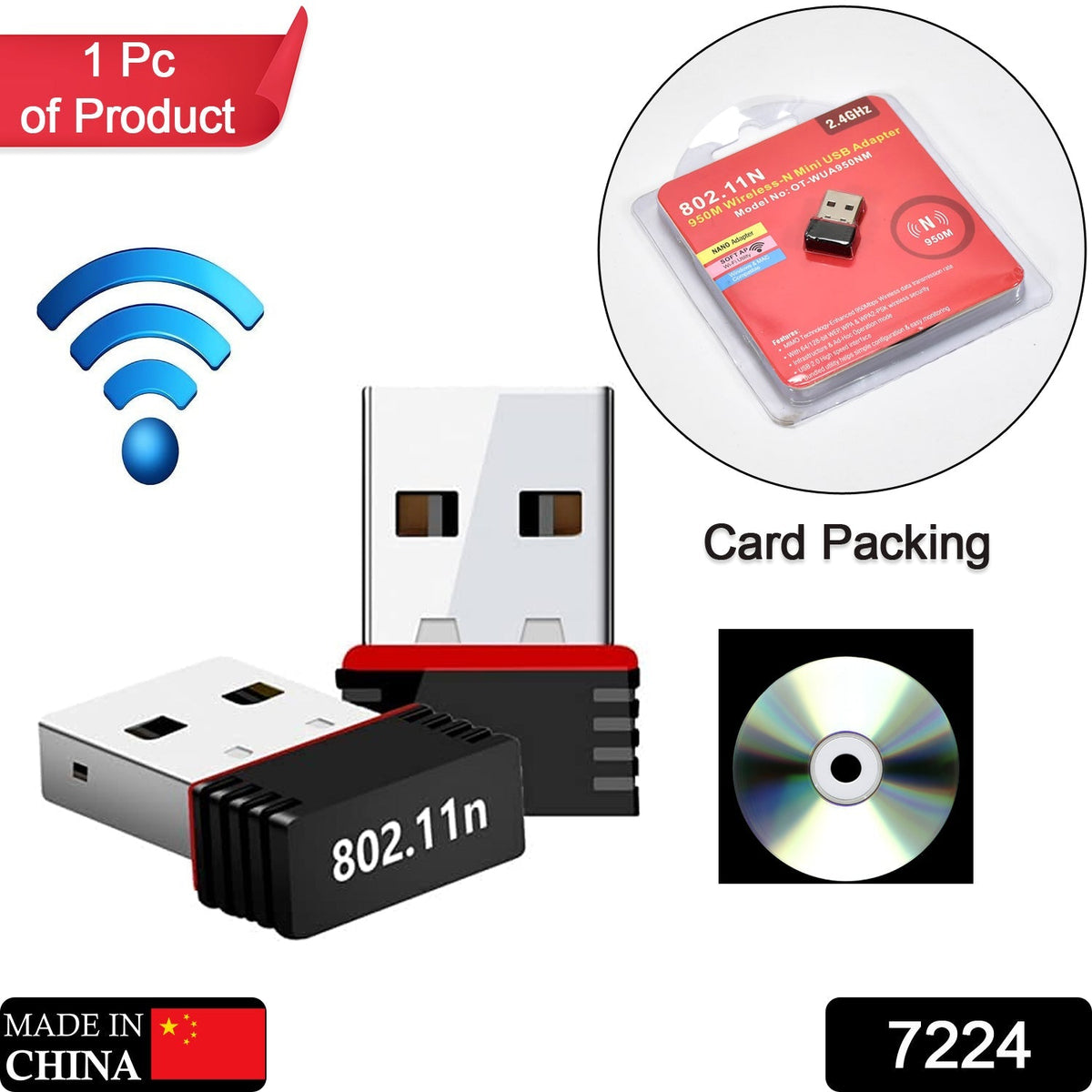 Compact Wi-Fi network adapter mini USB wireless dongle by Compshop Main image