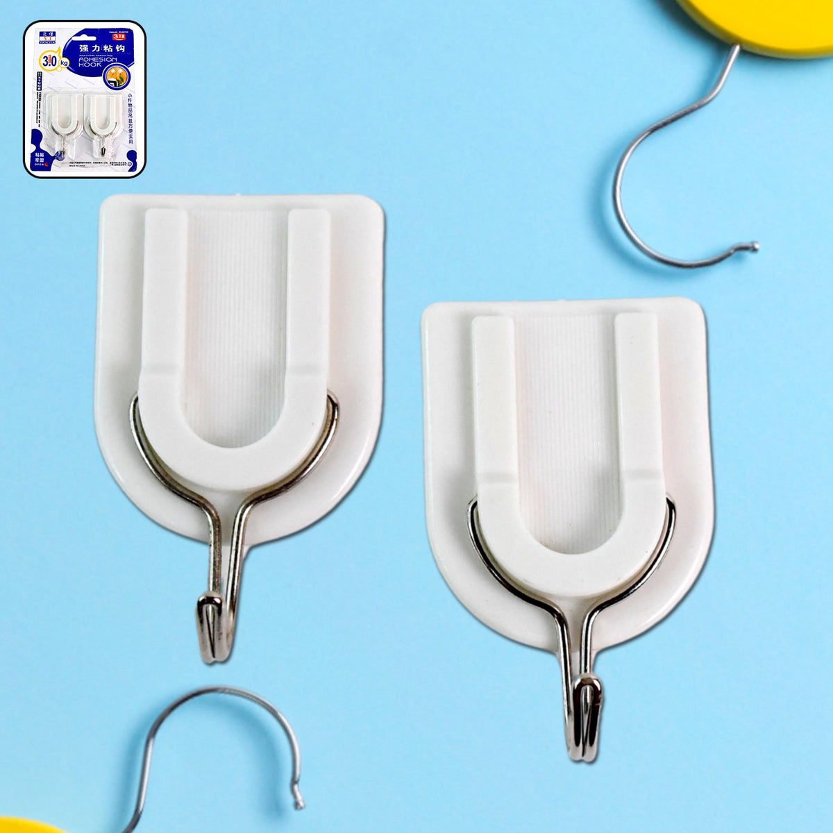 Multipurpose stainless steel adhesive wall hooks displayed on a clean white background. Main image
