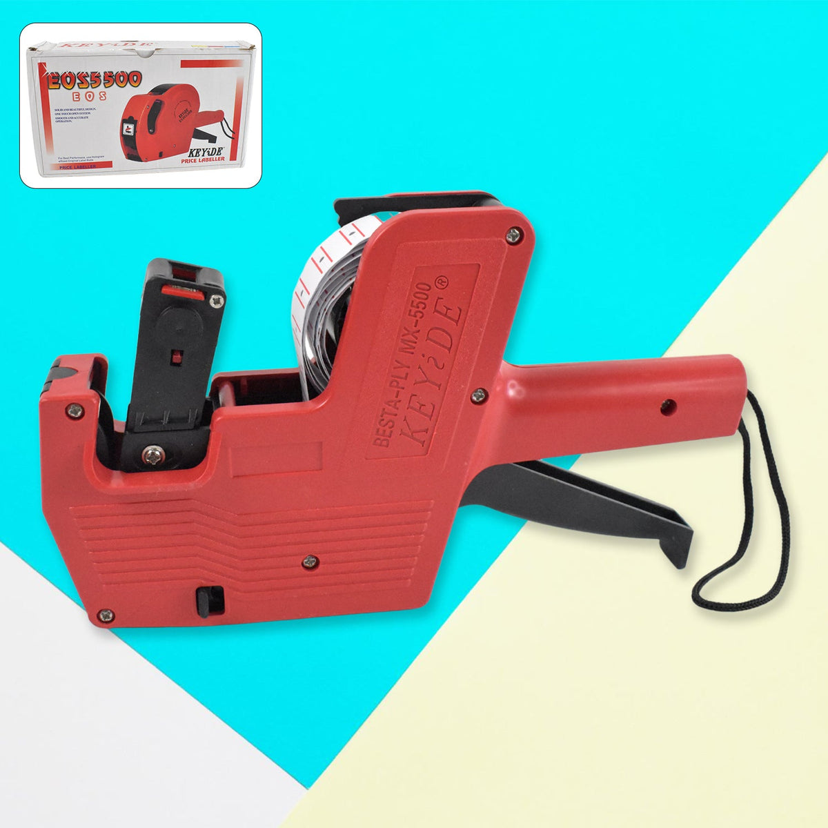 Handheld 8-digit Price Tag Gun in blue and white, ready for efficient retail price marking. Main image