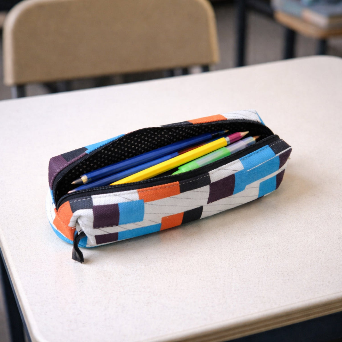 Multipurpose printed zipper pencil pouch for stationery and small accessories Main image