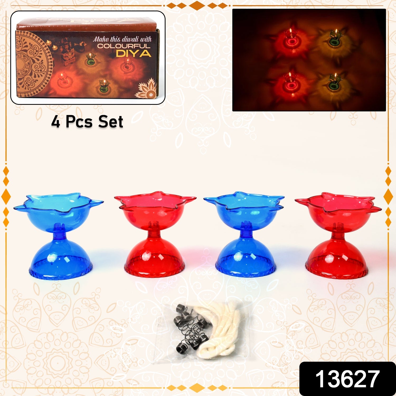 Reflection Diya Set – Multi-Shape Colourful Candle Cups | Indo Glow Secondary image