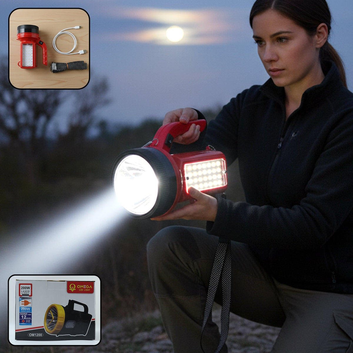 OMEGA 200W LED emergency torch with carry handle Main image