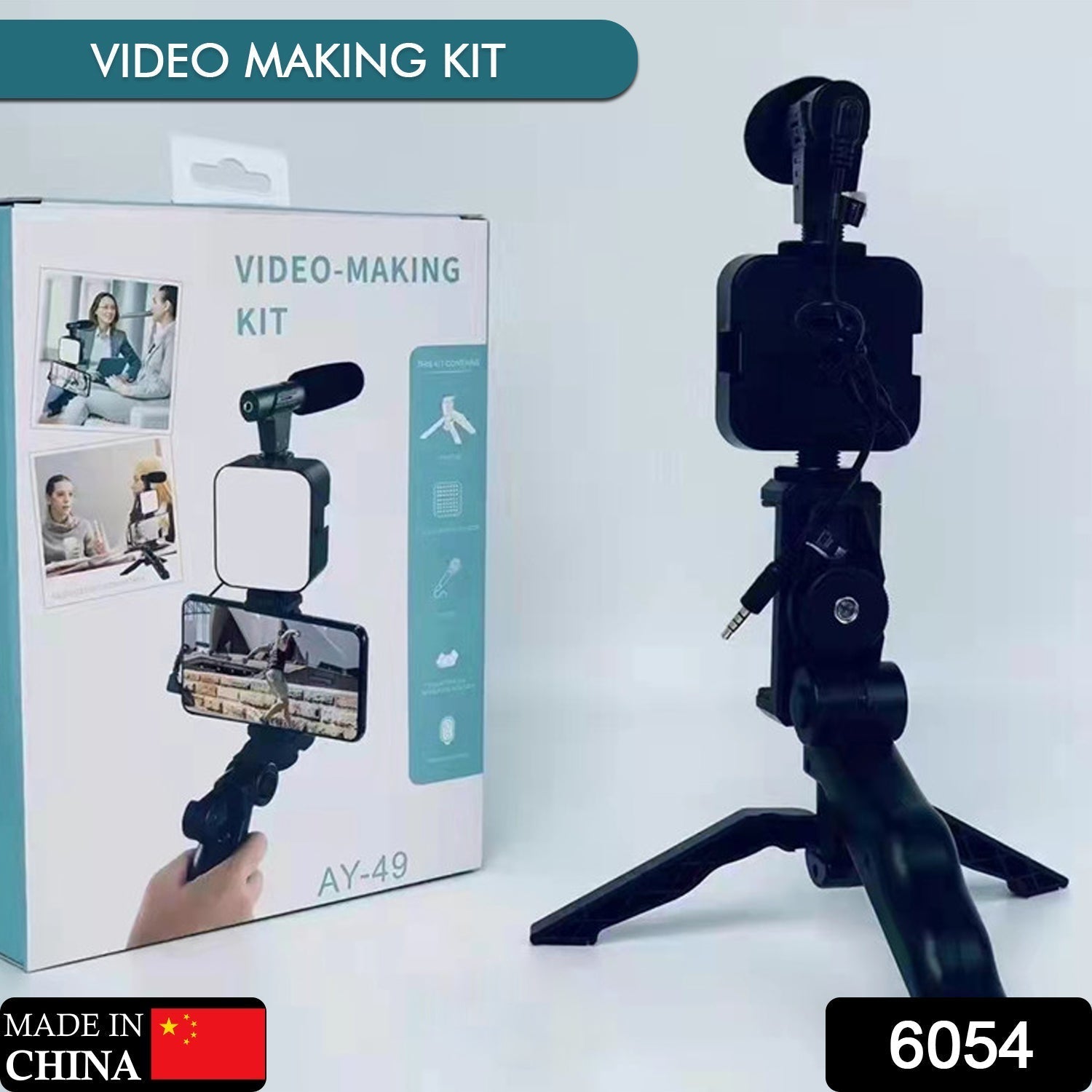 Vlogging Kit – Mini Tripod, Mic & LED Light for Video Making | Mobiléon Secondary image