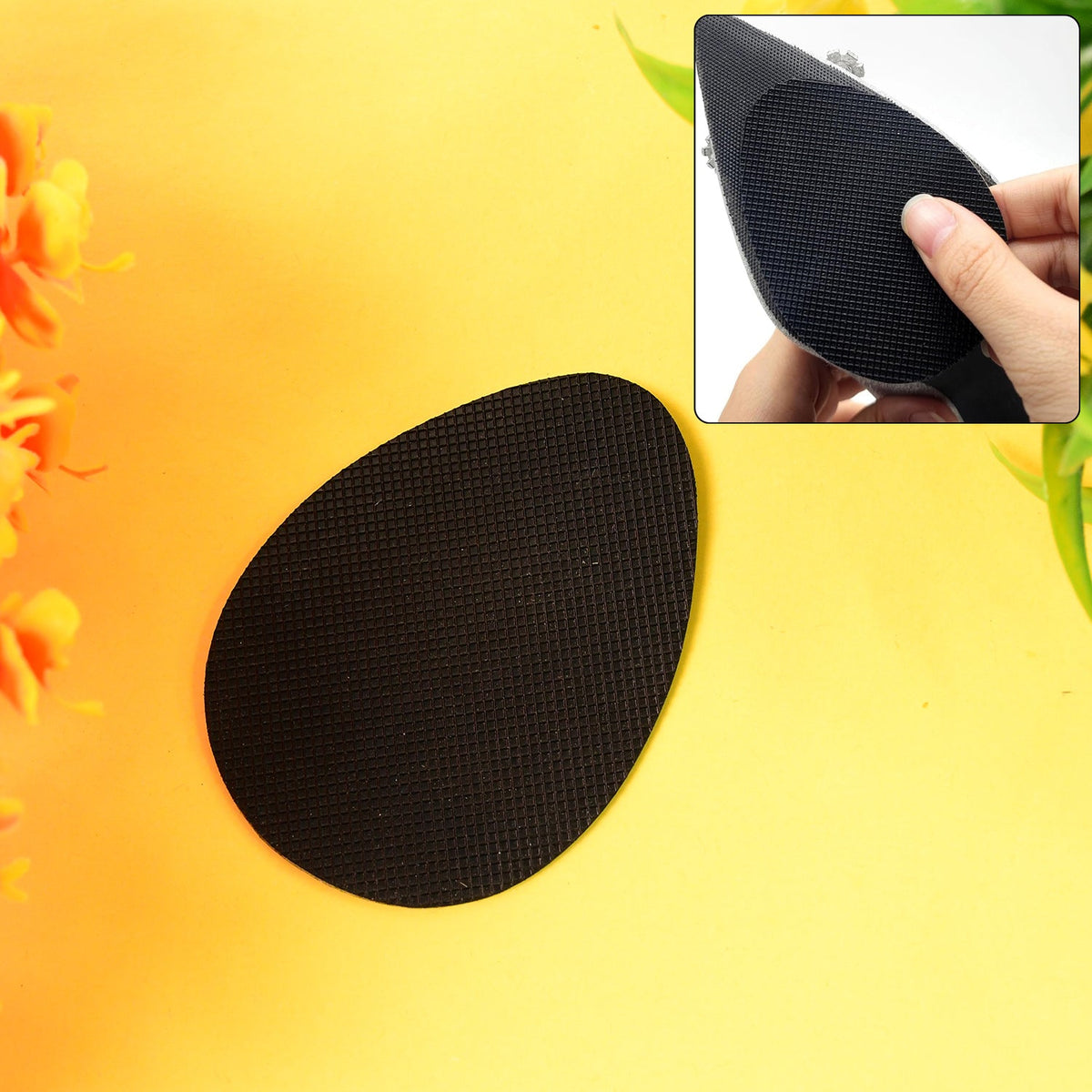 Anti-slip grip sticker applied on shoe sole for enhanced traction Main image