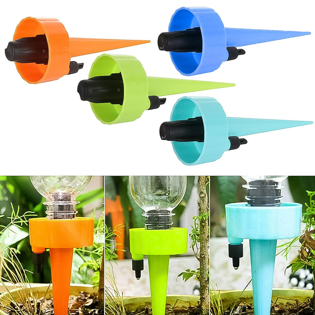 Self-Watering Spikes set of 4 for indoor plants. Main image