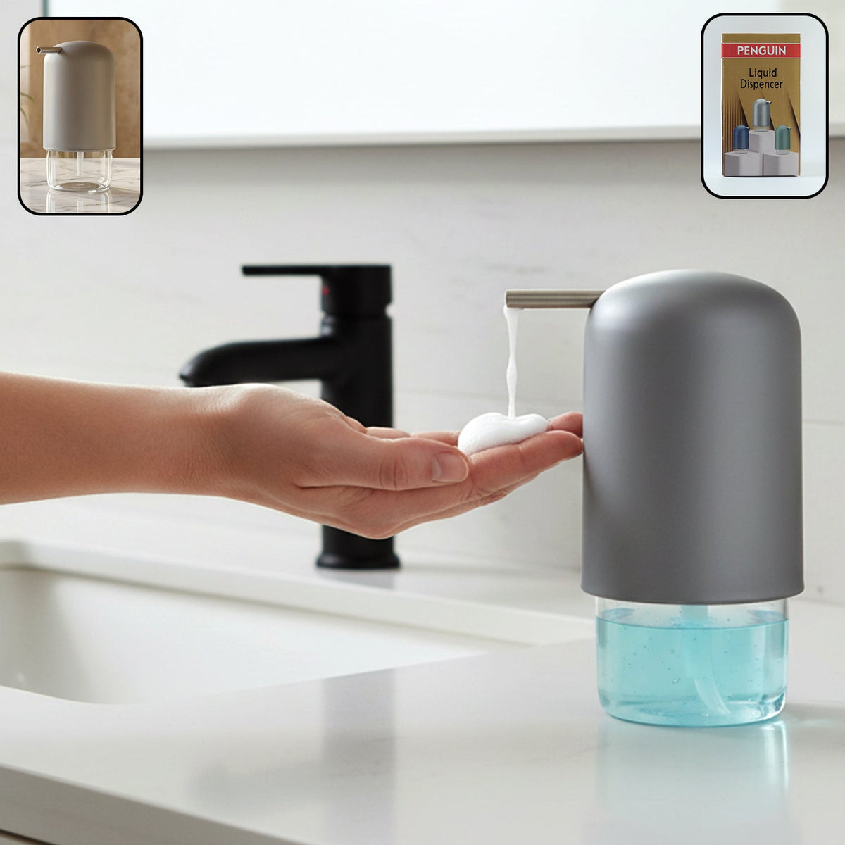 Penguin liquid soap dispenser pump bottle with fun design Main image